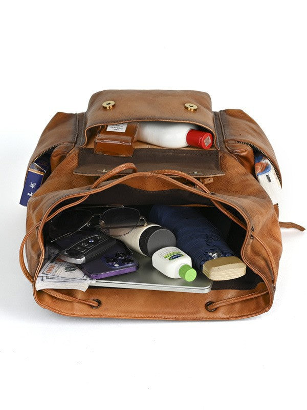 Full Grain Leather Laptop Backpack Large Capacity Weekender Overnight Camping Rucksack Men Leather Backpack RockCow Leather Studio