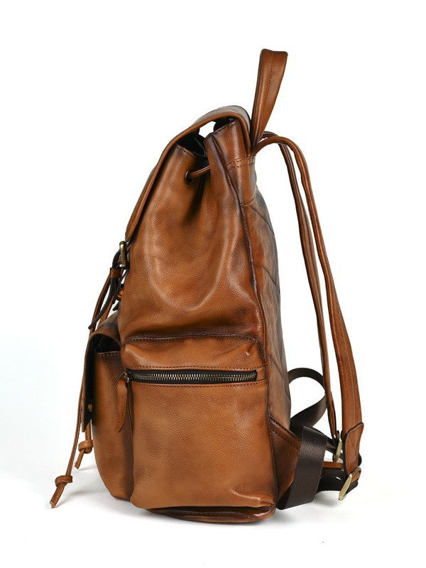 Full Grain Leather Laptop Backpack Large Capacity Weekender Overnight Camping Rucksack Men Leather Backpack RockCow Leather Studio