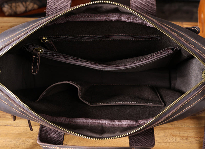 Full Grain Leather Laptop Bag Briefcase Leather Messenger Bag For Men Retro Leather Satchel Portfolio RockCow Leather Studio