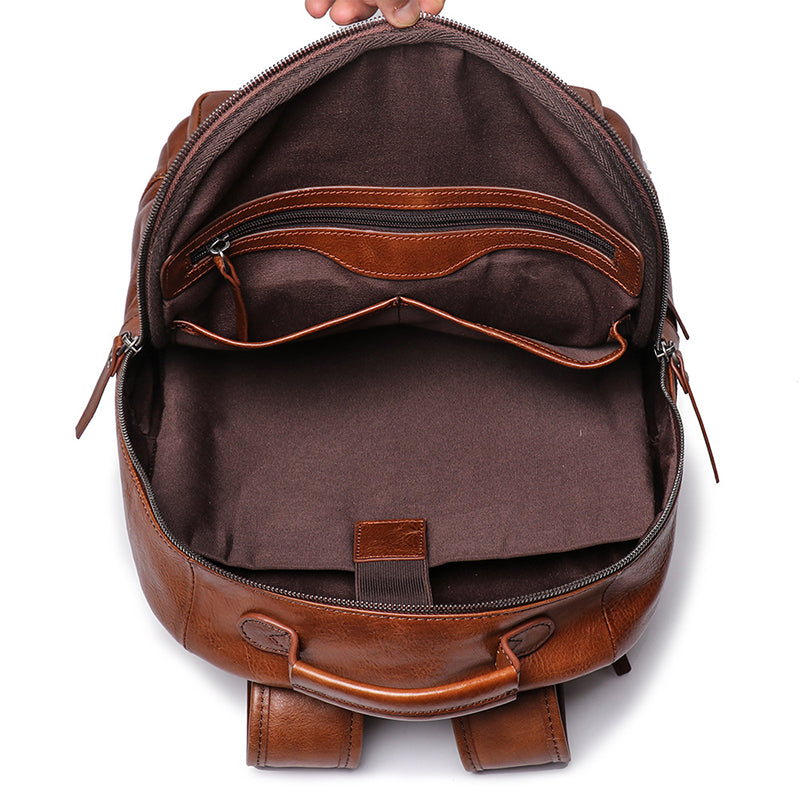 Full Grain Leather Men Backpack Handmade Leather Laptop Backpack Travel Backpack 88120 RockCow Leather Studio