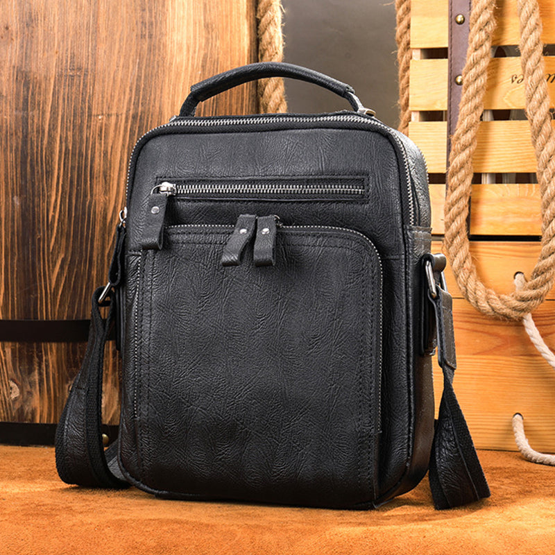 Full Grain Leather Men's Satchel Leather Mens Crossbody Bag Small Leather Shoulder Bag Satchel Bag Retro Messenger Bag RockCow Leather Studio