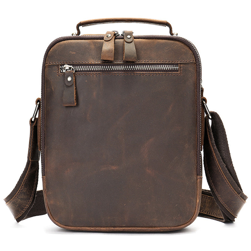 Full Grain Leather Men's Satchel Leather Mens Crossbody Bag Small Leather Shoulder Bag Satchel Bag Retro Messenger Bag RockCow Leather Studio