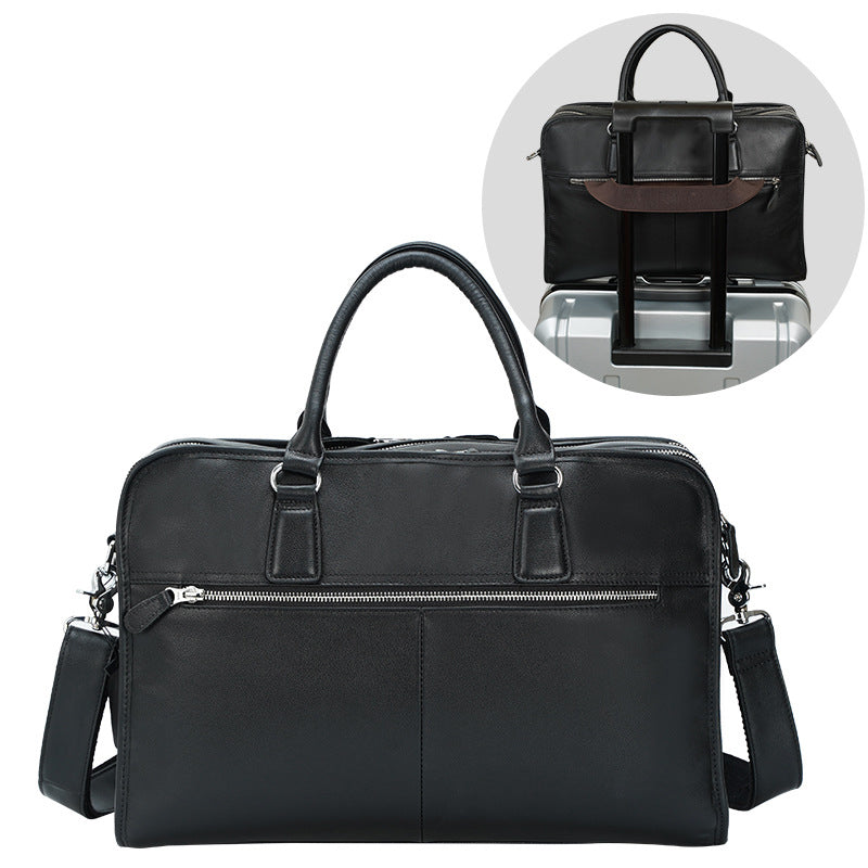 Full Grain Leather Mens Briefcase 17 Inch Leather Laptop Bag Mens Large Business Shoulder Bag Messenger Bag RockCow Leather Studio