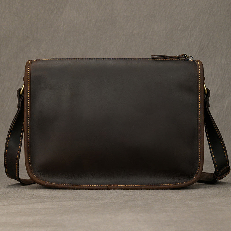 Full Grain Leather Mens Messenger Bag Handcrafted Leather Shoulder Bag Leather Satchel Bag Men Office Bag Work Briefcase RockCow Leather Studio