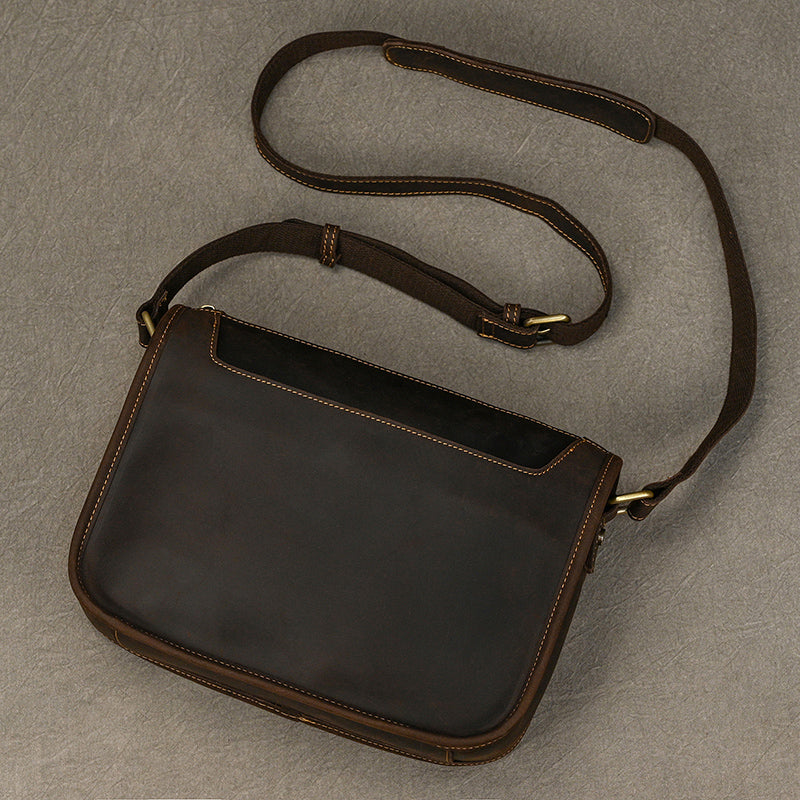 Full Grain Leather Mens Messenger Bag Handcrafted Leather Shoulder Bag Leather Satchel Bag Men Office Bag Work Briefcase RockCow Leather Studio
