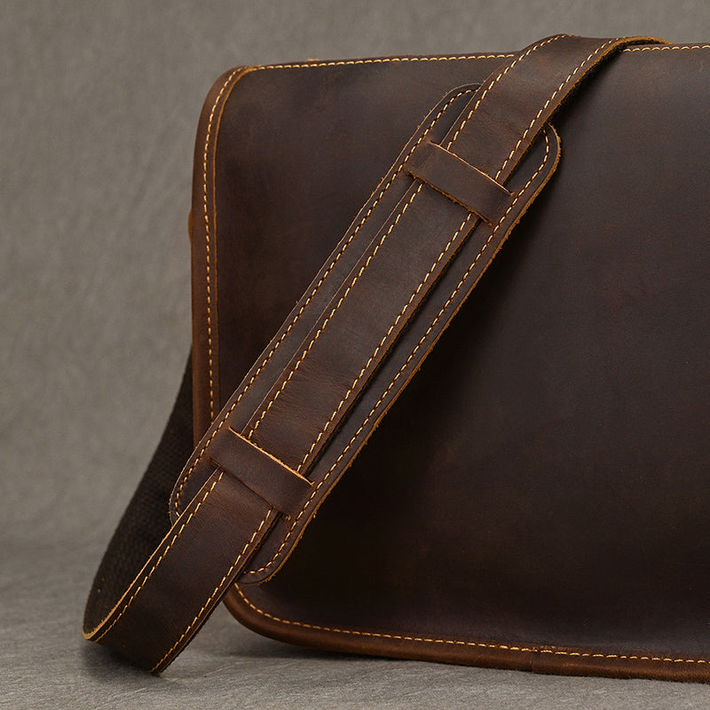 Full Grain Leather Mens Messenger Bag Handcrafted Leather Shoulder Bag Leather Satchel Bag Men Office Bag Work Briefcase RockCow Leather Studio