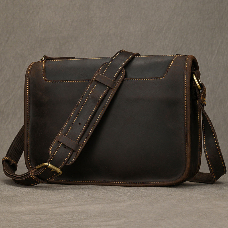 Full Grain Leather Mens Messenger Bag Handcrafted Leather Shoulder Bag Leather Satchel Bag Men Office Bag Work Briefcase RockCow Leather Studio