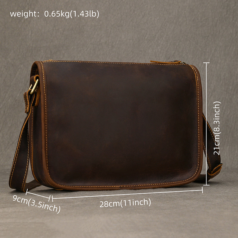Full Grain Leather Mens Messenger Bag Handcrafted Leather Shoulder Bag Leather Satchel Bag Men Office Bag Work Briefcase RockCow Leather Studio
