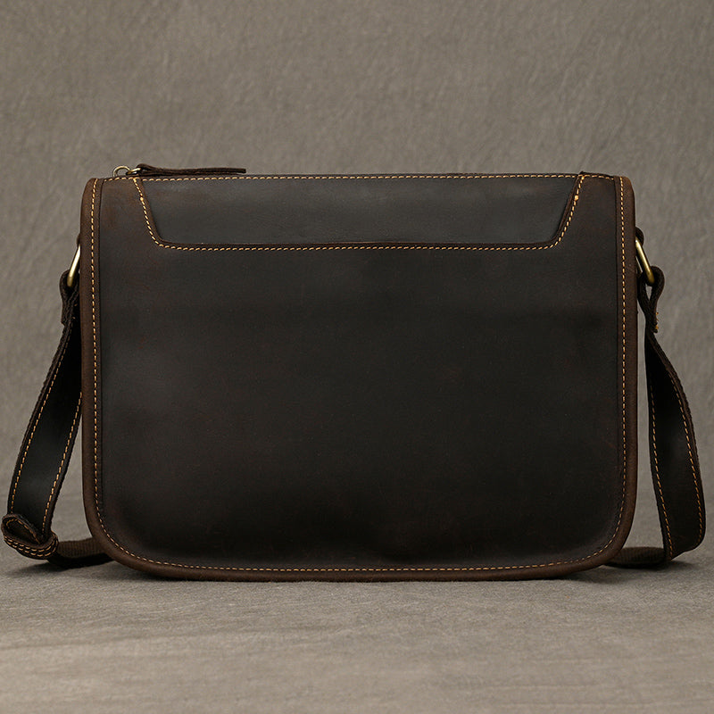 Full Grain Leather Mens Messenger Bag Handcrafted Leather Shoulder Bag Leather Satchel Bag Men Office Bag Work Briefcase RockCow Leather Studio