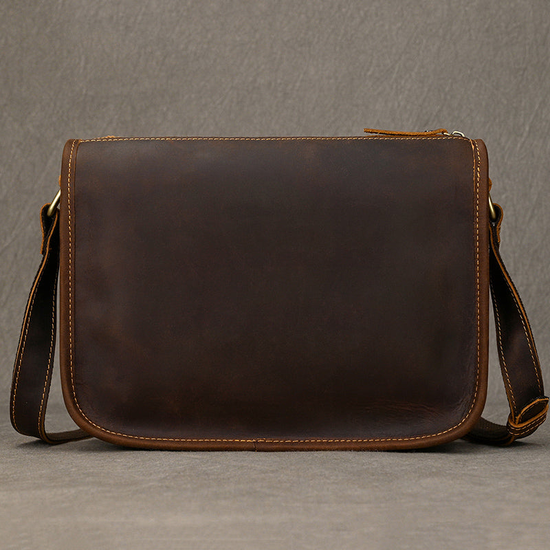 Full Grain Leather Mens Messenger Bag Handcrafted Leather Shoulder Bag Leather Satchel Bag Men Office Bag Work Briefcase RockCow Leather Studio