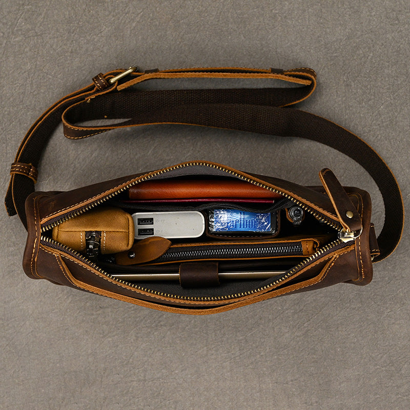 Full Grain Leather Mens Messenger Bag Handcrafted Leather Shoulder Bag Leather Satchel Bag Men Office Bag Work Briefcase RockCow Leather Studio