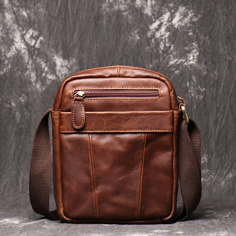 Full Grain Leather Messenger Bag Casual Small Leather Shoulder Bag For Mens Leather Crossbody Bag RockCow Leather Studio