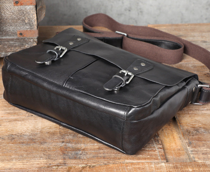 Full Grain Leather Messenger Bag Mens Leather Shoulder Bag Vintage Handmade Crossbody Bag Satchel RockCow Leather Studio