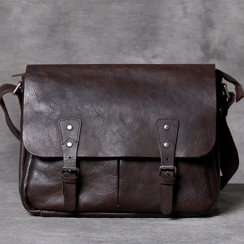 Full Grain Leather Messenger Bag Mens Leather Shoulder Bag Vintage Handmade Crossbody Bag Satchel RockCow Leather Studio