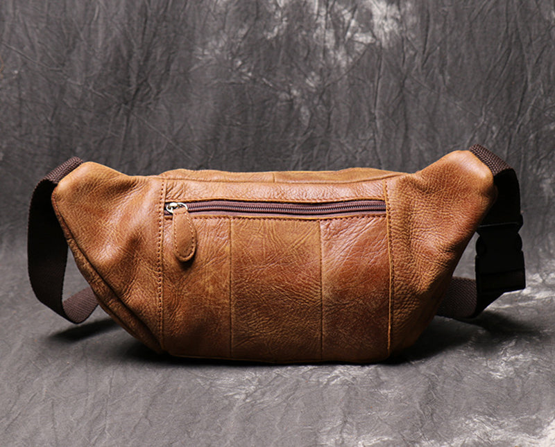Full Grain Leather Sling Bag Leather Waist Bag Mens Handmade Leather Crossbody Bag Chest Pack RockCow Leather Studio