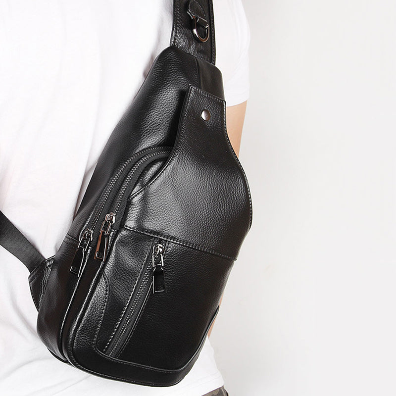 Full Grain Leather Sling Bag Mens Leather Chest Pack Stylish Leather Chest Bag JMD4004 RockCow Leather Studio