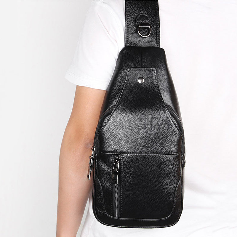 Full Grain Leather Sling Bag Mens Leather Chest Pack Stylish Leather Chest Bag JMD4004 RockCow Leather Studio