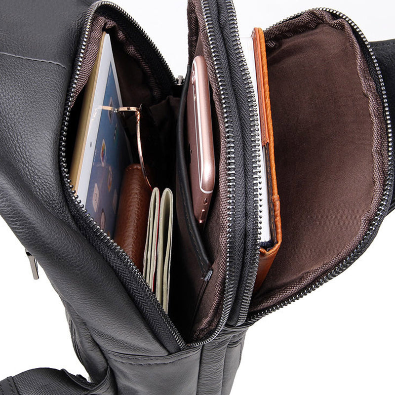 Full Grain Leather Sling Bag Mens Leather Chest Pack Stylish Leather Chest Bag JMD4004 RockCow Leather Studio