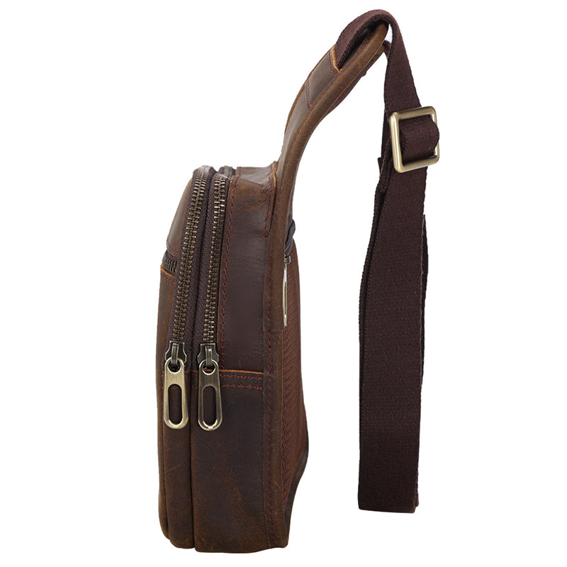 Full Grain Leather Tactical Bag Mens Leather Crossbody Pack Messenger Bag Vintage Satchel Organizer Pouch RockCow Leather Studio