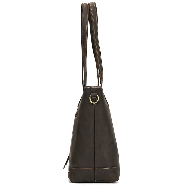Full Grain Leather Tote Bag Handcrafted Office Bag Leather Shoulder Bag Women Tote With Zipper Outside Pocket RockCow Leather Studio
