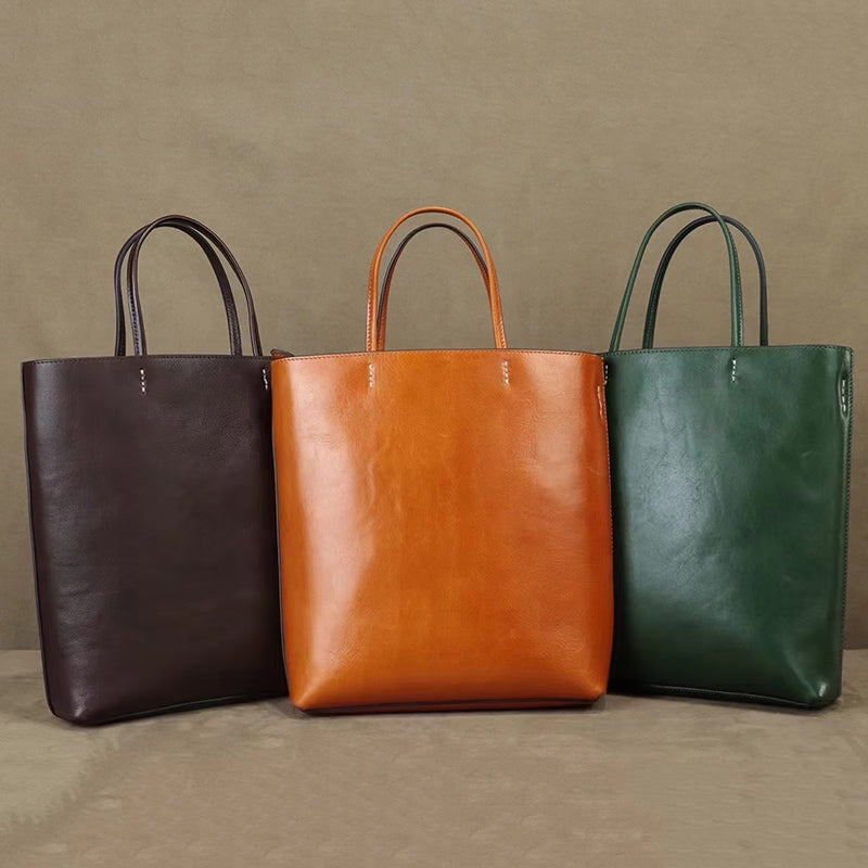 Full Grain Leather Tote Bag Women Leather Purse Leather Shopping Bag Woman Shoulder Bag Everyday Use Tote RockCow Leather Studio