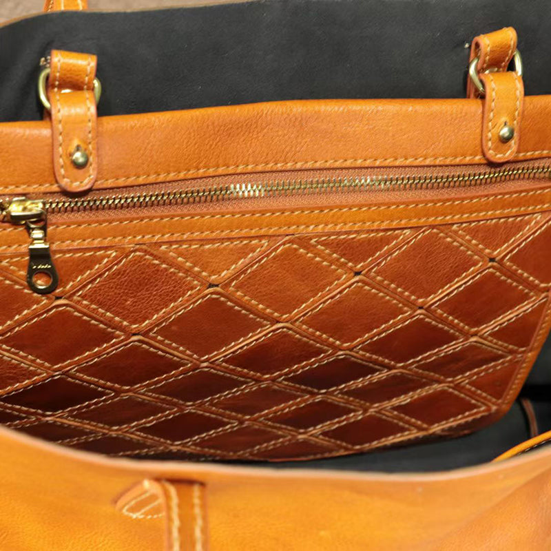 Full Grain Leather Tote Classic Everyday Use Tote Bag Work Student Bag Leather Shoulder Bag For Women RockCow Leather Studio