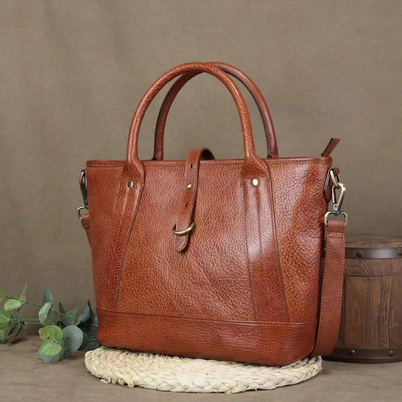 Full Grain Leather Tote Work Tote Bag Shopping Bag With Zipper Handmade Tote Bag For Women Leather Handbag RockCow Leather Studio