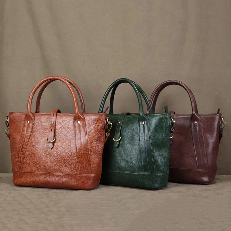Full Grain Leather Tote Work Tote Bag Shopping Bag With Zipper Handmade Tote Bag For Women Leather Handbag RockCow Leather Studio
