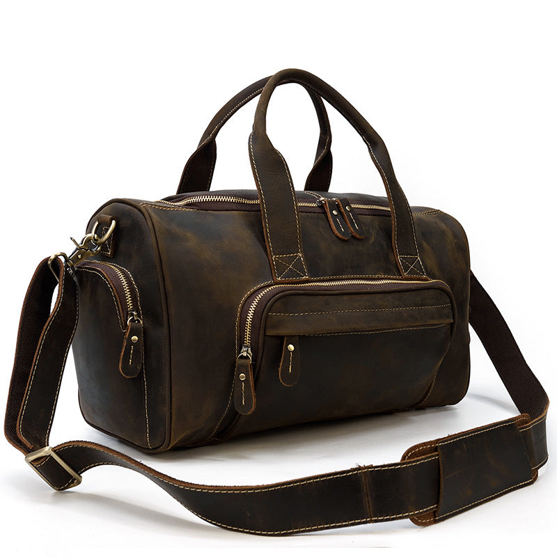 Full Grain Leather Travel Bag Handmade Leather Duffle Bag Mens Overnight Bag Weekender Bag RockCow Leather Studio