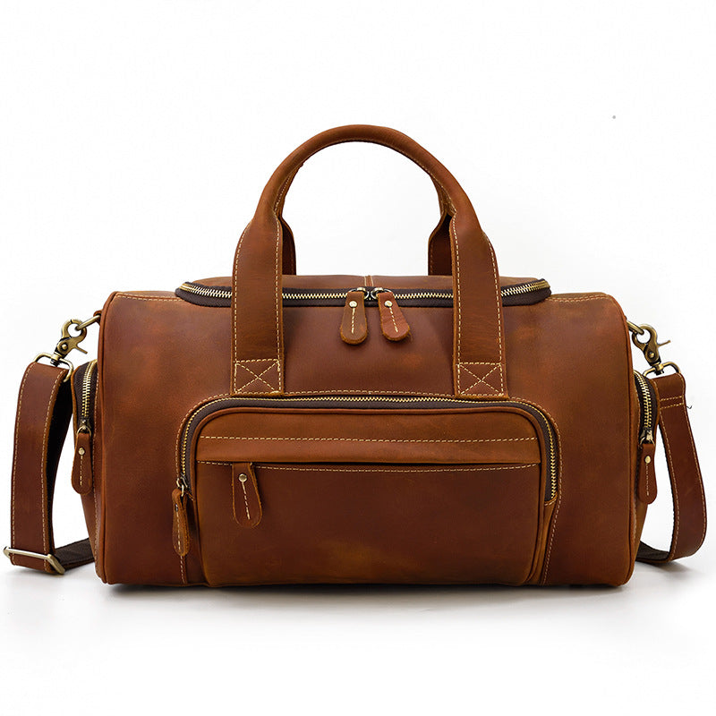 Full Grain Leather Travel Bag Handmade Leather Duffle Bag Mens Overnight Bag Weekender Bag RockCow Leather Studio