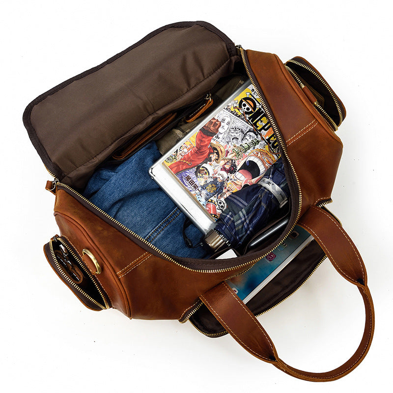 Full Grain Leather Travel Bag Handmade Leather Duffle Bag Mens Overnight Bag Weekender Bag RockCow Leather Studio