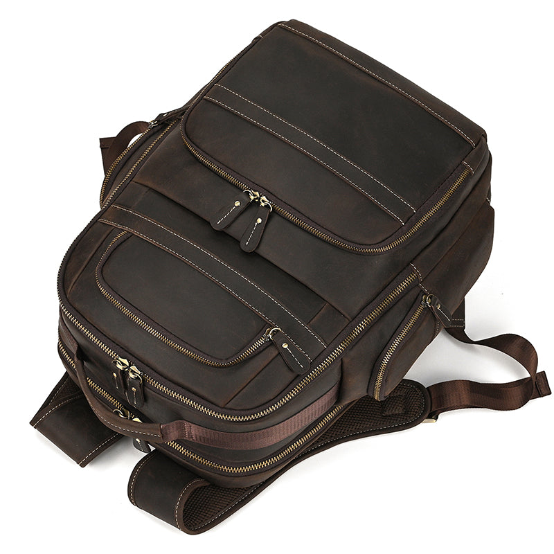 Full Grain Leather Travel Bag Large Leather Backpack For Men Backpack School Bag Leather Daypack Men Office Backpack RockCow Leather Studio