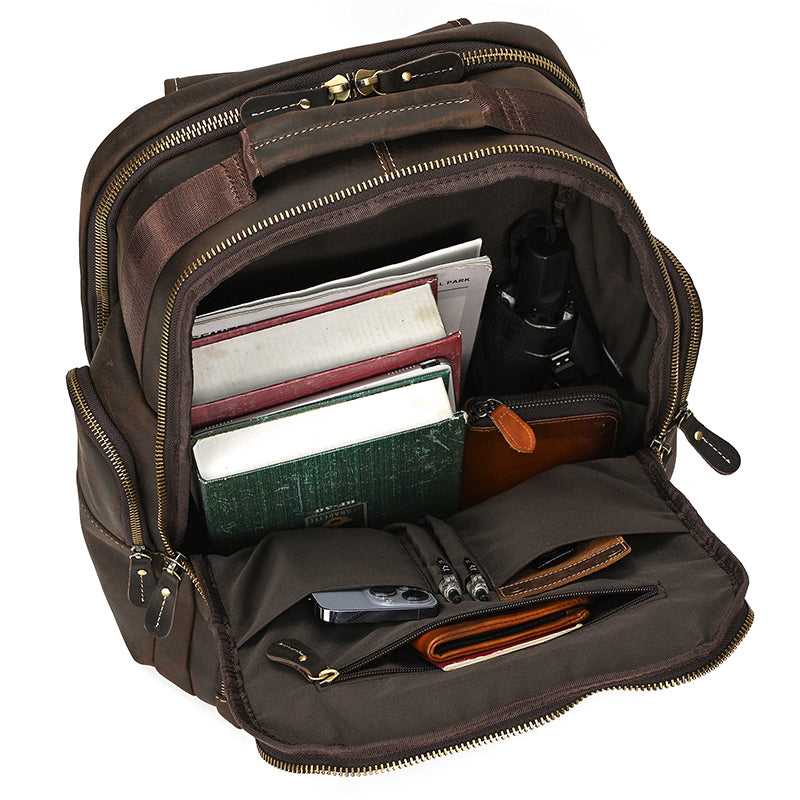 Full Grain Leather Travel Bag Large Leather Backpack For Men Backpack School Bag Leather Daypack Men Office Backpack RockCow Leather Studio
