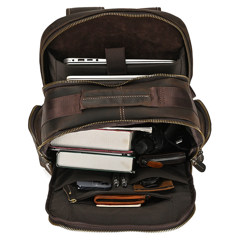 Full Grain Leather Travel Bag Large Leather Backpack For Men Backpack School Bag Leather Daypack Men Office Backpack RockCow Leather Studio