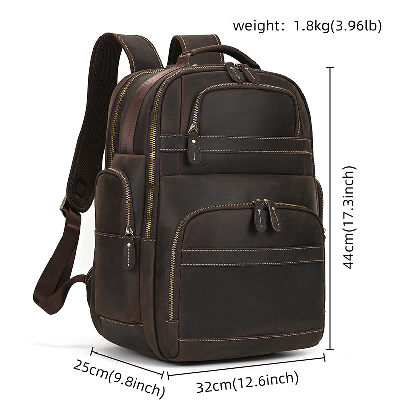 Full Grain Leather Travel Bag Large Leather Backpack For Men Backpack School Bag Leather Daypack Men Office Backpack RockCow Leather Studio