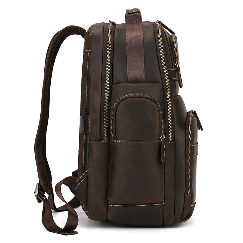 Full Grain Leather Travel Bag Large Leather Backpack For Men Backpack School Bag Leather Daypack Men Office Backpack RockCow Leather Studio