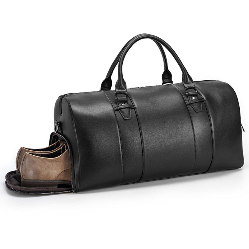 Full Grain Leather Travel Bag With Shoes Compartment Casual Leather Duffle Bag Mens Leather Overnight Bag RockCow Leather Studio