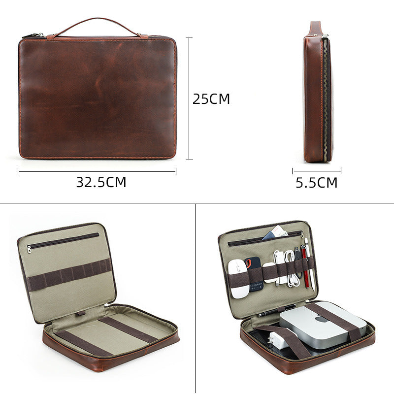Full Grain Leather Travel Cable Organizer Bag Travel Electronics Accessories Bag Leather Tech Organizer RockCow Leather Studio