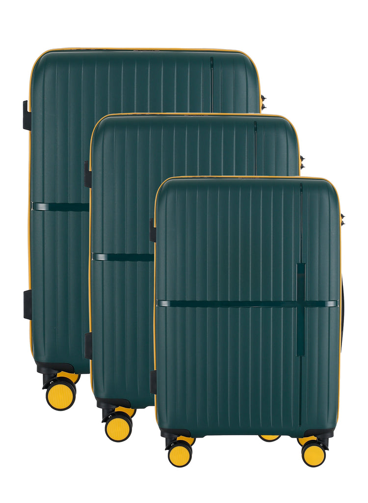 GALA 3-Piece Luggage Set – Polypropylene Hardshell, Lightweight, 360° Dual Spinning Wheels, Combo Lock - 20", 24", 28" - Army Green Mirage Luggage