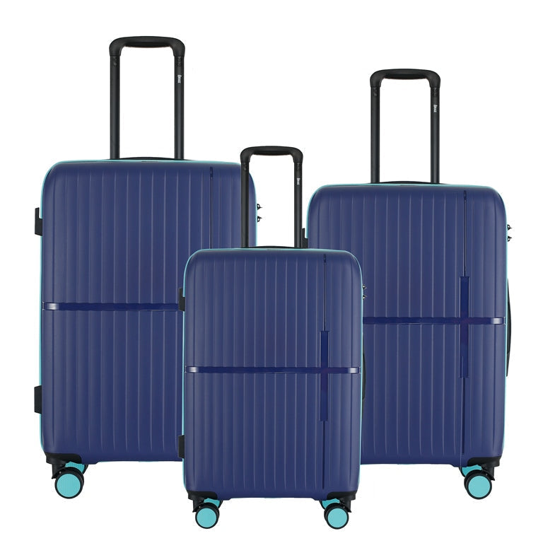 GALA 3-Piece Luggage Set – Polypropylene Hardshell, Lightweight, 360° Dual Spinning Wheels, Combo Lock - 20", 24", 28" - Navy Teal Mirage Luggage