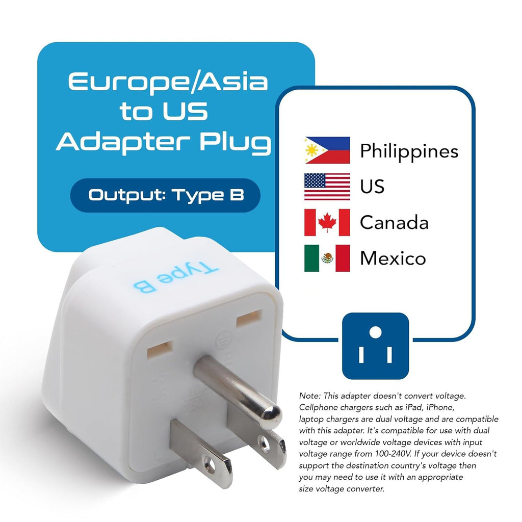 USA, Canada Travel Adapter - Type B - 3 Pack (GP-5) Ceptics