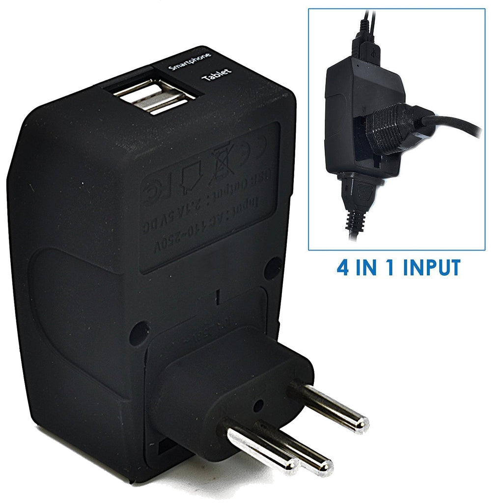 Brazil Travel Adapter - Type N - 4 in 1 - 2 USB Ports (GP4-11C) Ceptics