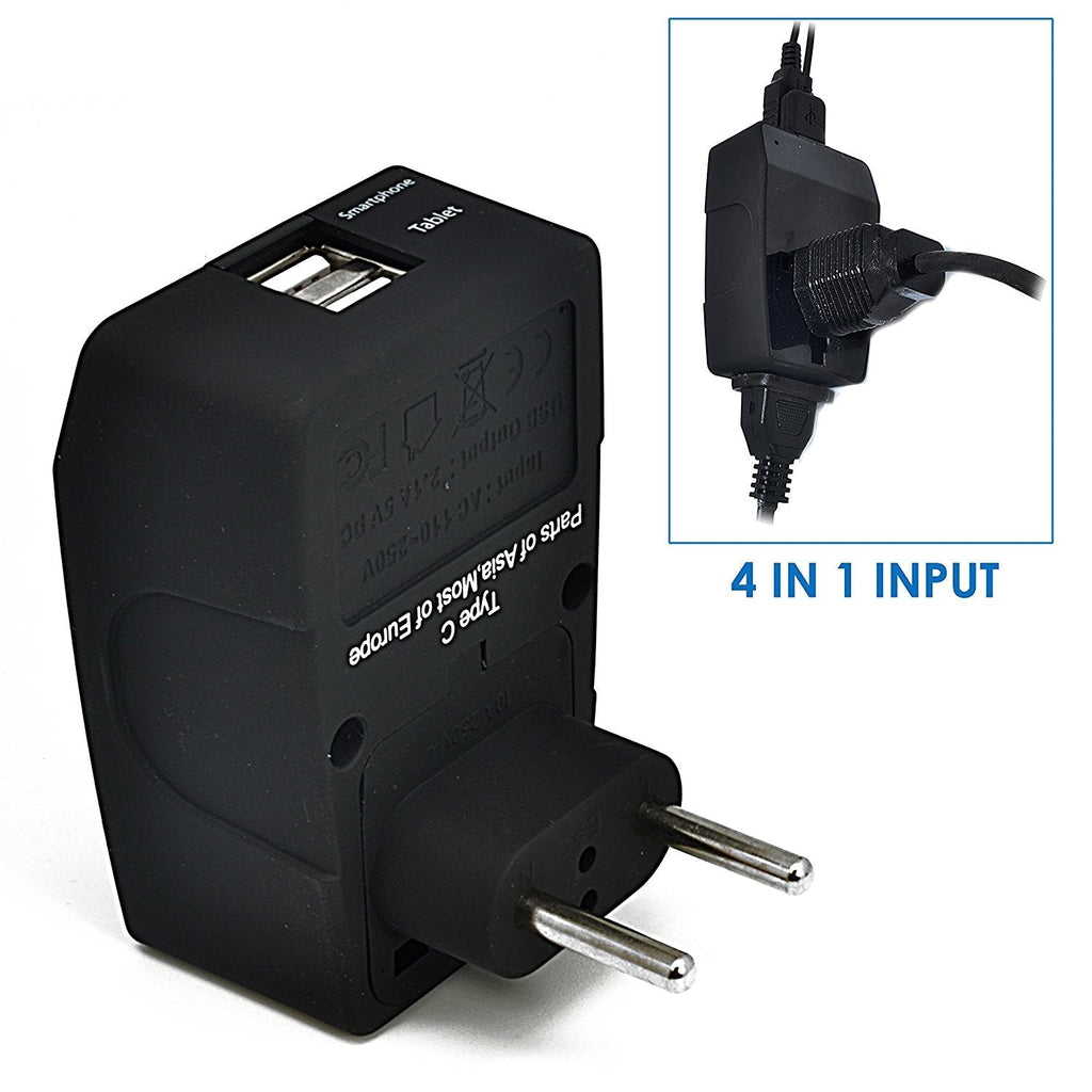 European Travel Adapter - Type C - 4 in 1 - 2 USB Ports (GP4-9C) Ceptics