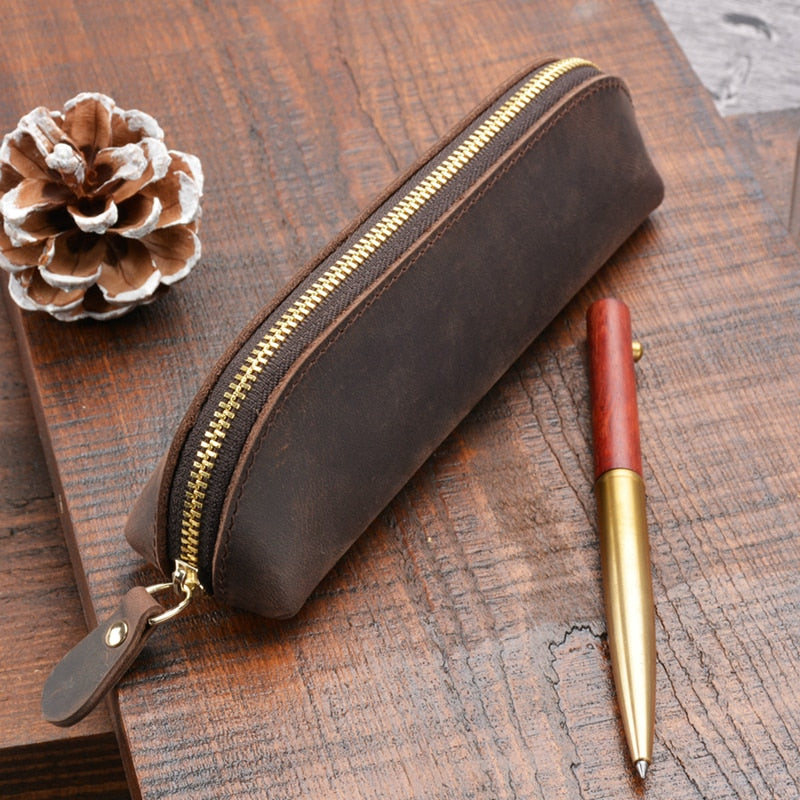 The Paavo Leather Pen Case | Leather Makeup Pouch STEEL HORSE LEATHER