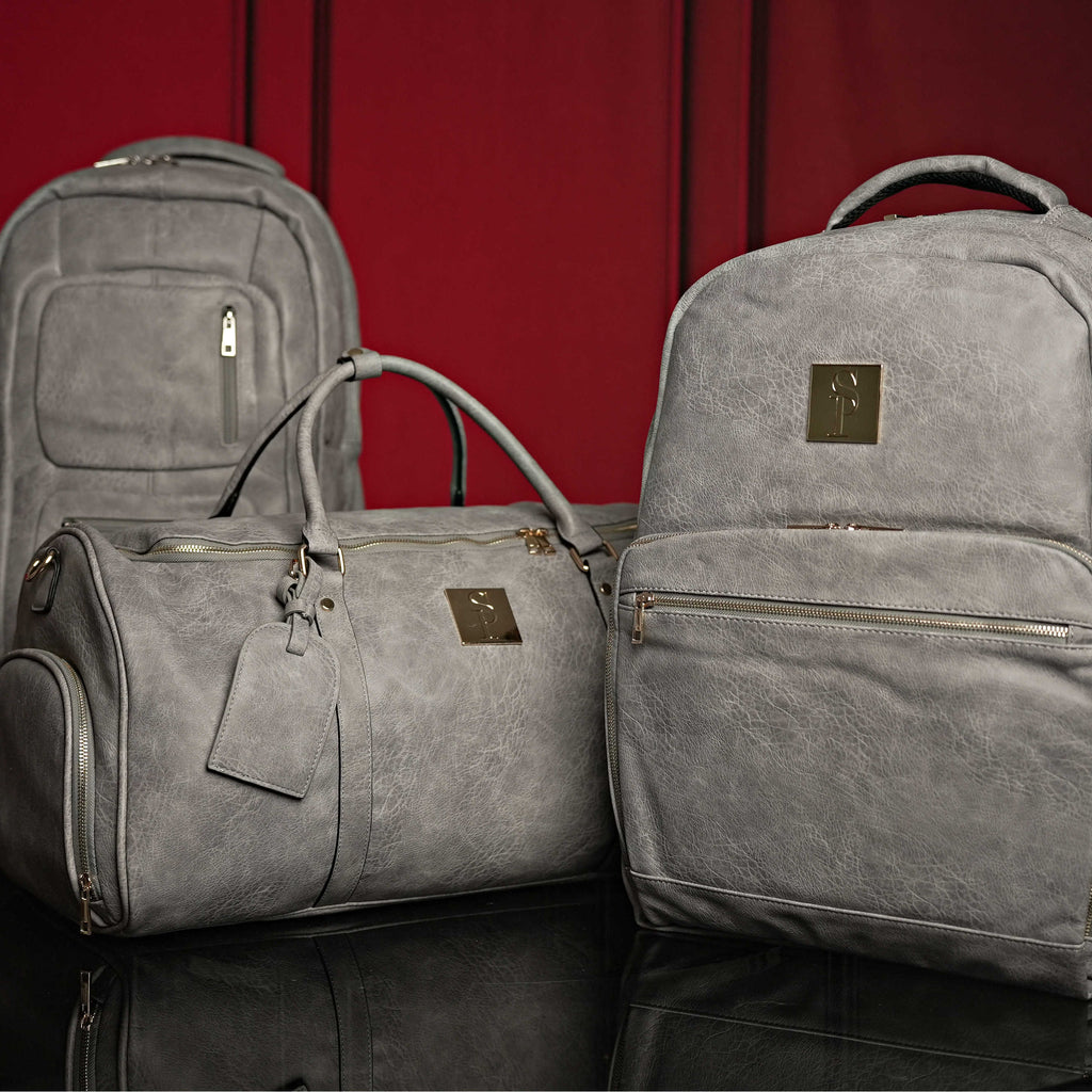 Grey Tumbled Luciano Leather 3 Bag Set Sole Premise
