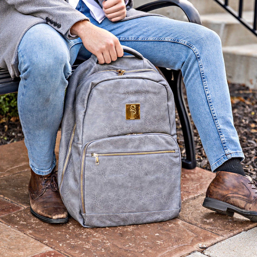 Grey Leather Commuter Bag Sole Premise