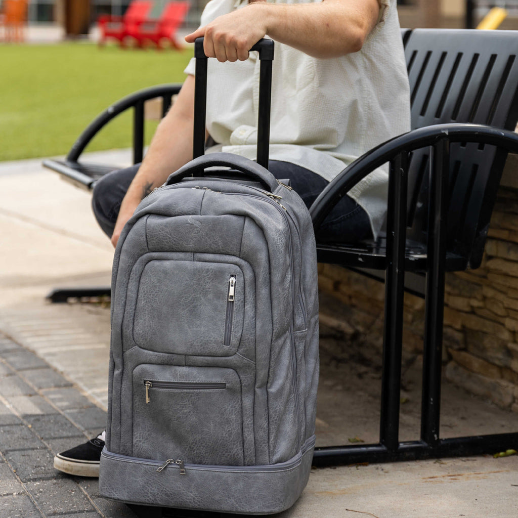 Grey Leather Carry-On Patented Roller Bag (Only 150 Made) Sole Premise