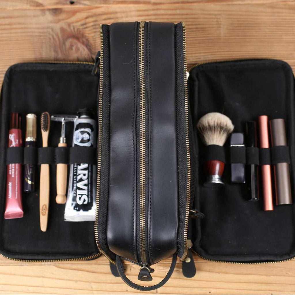 Groomsmen Gift Personalized Leather Toiletry Bag Waterproof Leather Dopp Kit Men's Shaving Kit, Christmas Gift RockCow Leather Studio