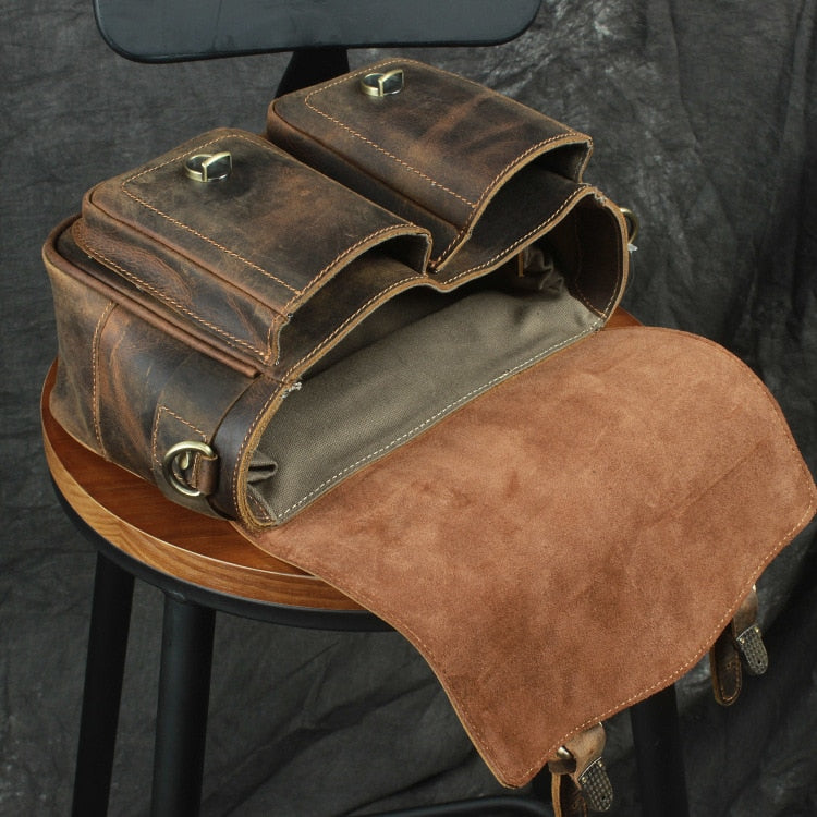 The Faust Leather Camera Bag | Crossbody Vintage Camera Messenger Bag STEEL HORSE LEATHER