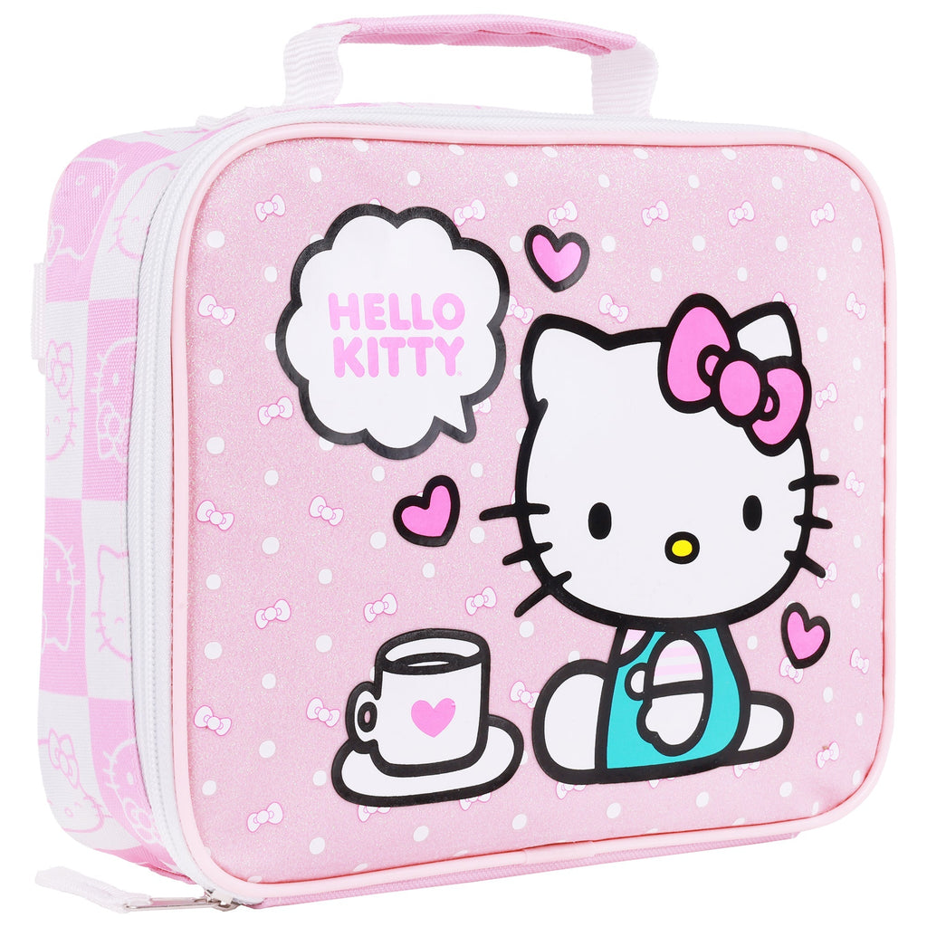 Hello Kitty All-Over Print Backpack with Detachable Lunchbox & 3D Charm Ful Luggage